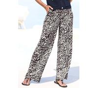 Palazzohose LASCANA "aus leichter Jerseyware", Damen, Gr. 44, N-Gr, beige (creme, graublau bedruckt), Jersey, Obermaterial: 100% Viskose, bedruckt, figurumspielend lang, Hosen Palazzohose, Schlupfhose