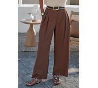 Palazzohose LASCANA "aus sommerlicher Webware", Damen, Gr. 44, N-Gr, braun, Web, Obermaterial: 85% Viskose, 11% Polyester, 4% Polyamid, unifarben, figurumspielend lang, Hosen Palazzohose, Anzughose, e