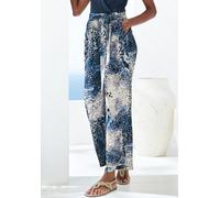 Palazzohose LASCANA, Damen, Gr. 34, N-Gr, blau (blau bedruckt), Web, Obermaterial: 100% Viskose, bedruckt, modisch, figurumspielend normal, Hosen, mit Bindeband, Schlupfhose, casual (28632853-34) blau