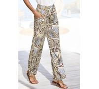 Palazzohose LASCANA, Damen, Gr. 36, N-Gr, bunt (creme, khaki, hellblau, braun bedruckt), Jersey, Obermaterial: 100% Viskose, bedruckt, figurumspielend bodenlang, Hosen Palazzohose, aus Viskosejersey,