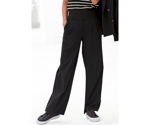 Palazzohose LASCANA, Damen, Gr. 36, N-Gr, schwarz, Stoff, Obermaterial: 64% Polyester, 32% Viskose, 4% Elasthan, unifarben, figurumspielend lang, Hosen Palazzohose, im Business-Look, elegante Anzughos
