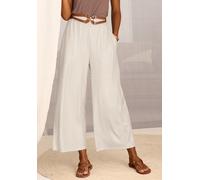Palazzohose LASCANA, Damen, Gr. 38, N-Gr, gold (beige, goldfarben), Jersey, Obermaterial: 95% Polyester, 5% Elasthan, metallisierte Fasern, figurumspielend 7/8-Länge, Hosen Palazzohose, in 7/8-Länge a