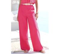 Palazzohose LASCANA, Damen, Gr. 40, N-Gr, pink, Web, Obermaterial: 49% Viskose, 43% Baumwolle, 8% Leinen, unifarben, figurumspielend lang, Hosen Palazzohose, mit Gürtelschlaufen, Leinenhose, Sommerhos