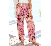Palazzohose LASCANA, Damen, Gr. 42, N-Gr, pink (pink bedruckt), Web, Obermaterial: 100% Viskose, bedruckt, modisch, figurumspielend bodenlang, Hosen, mit Alloverprint (43681505-42) pink bedruckt