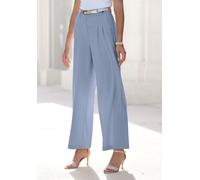 Palazzohose LASCANA, Damen, Gr. 46, N-Gr, blau (hellblau), Stoff, Obermaterial: 64% Polyester, 32% Viskose, 4% Elasthan, unifarben, figurumspielend lang, Hosen Palazzohose, im Business-Look, elegante 