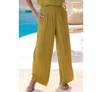 Palazzohose LASCANA, Damen, Gr. 46, N-Gr, grün, Web, Obermaterial: 100% Polyester, unifarben, figurumspielend knöchellang, Hosen Palazzohose, mit Plisseefalten, leichte Satinqualität. luftige Sommerho