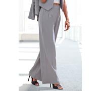 Palazzohose LASCANA "mit weitem Bein aus weicher und leichter Webware", Damen, Gr. 34, N-Gr, grau (grau meliert), Stoff, Obermaterial: 64% Polyester, 32% Viskose, 4% Elasthan, meliert, figurumspielend