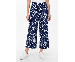 Palazzohose ONLY "ONLNOVA LIFE CROP PALAZZO PANT AOP PTM", Damen, Gr. XS (34), N-Gr, blau (night sky aop:719 monstera), Web, Obermaterial: 100% Viskose, bedruckt, regular fit lang, Hosen Palazzohose,