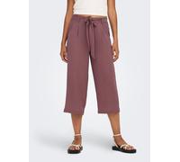 Palazzohose ONLY "ONLWINNER - Culottehose mit elastischem Bund und Kordelzug", Damen, Gr. 34 (XS), N-Gr, bunt (rose braun), Web, Obermaterial: 97% Polyester, 3% Elasthan, unifarben, regular fit lang,