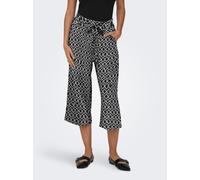 Palazzohose ONLY "ONLWINNER - Culottehose mit elastischem Bund und Kordelzug", Damen, Gr. 38 (M), N-Gr, schwarz aop:graphic circle, Web, Obermaterial: 97% Polyester, 3% Elasthan, bedruckt, regular fit