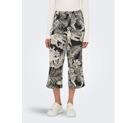 Palazzohose ONLY "ONLWINNER - Culottehose mit elastischem Bund und Kordelzug", Damen, Gr. 40, N-Gr, schwarz (schwarz aop:lovely palm), Web, Obermaterial: 97% Polyester, 3% Elasthan, bedruckt, regular