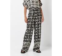 Palazzohose TONI "Luisa Palazzo", Damen, Gr. 36, N-Gr, schwarz-weiß (schwarz, sanftes weiß), Web, Obermaterial: 100% Viskose, regular fit lang, Hosen Palazzohose, mit graphischem Bordüre-Print (799657