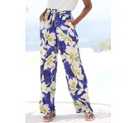 Palazzohose VIVANCE, Damen, Gr. 44, N-Gr, blau, grün, creme bedruckt, Web, Obermaterial: 100% Viskose, bedruckt, modisch, figurumspielend lang, Hosen, mit großem Blumendruck, Topseller (82966722-44) b