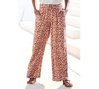 Palazzohose VIVANCE, Damen, Gr. 34, N-Gr, braun (braun, creme bedruckt), Web, Obermaterial: 100% Viskose, bedruckt, figurumspielend knöchellang, Hosen Palazzohose, aus Webware, Schlupfhose mit weitem