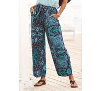 Palazzohose VIVANCE, Damen, Gr. 38, N-Gr, blau (blau, bedruckt), Web, Obermaterial: 100% Viskose, Paisley, figurumspielend lang, Hosen Palazzohose, und Paisleyprint, elastischer Bund, Schlupfhose, Sto