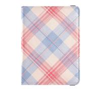 Pale Violet Red Checks Leather Passport and Impfpass Holder Combo Passport Case Travel Documents Wallet Passport Cover Holder Wallet Case for Women and Men Waterproof