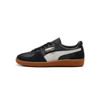 PUMA Palermo Sneaker mit Overlays aus Veloursleder Echtleder-Schuhe mit seitlichem Palermo-Label Schnür-Schuhe 396464 03 Schwarz/Grau/Weiß 43