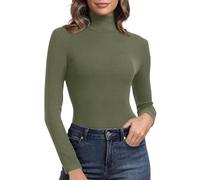PALINDA Gerippter Rollkragenpullover für Damen, langärmelig, Basic, Thermo-Schichten, OLIVEGREEN, X-Groß