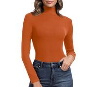 PALINDA Gerippter Rollkragenpullover für Damen, langärmelig, Basic, Thermo-Schichten, Orange/Abendrot im Zickzackmuster (Sunset Chevron), Mittel