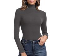 PALINDA Gerippter Rollkragenpullover für Damen, langärmelig, Basic, Thermo-Schichten, Rauchgrau, X-Groß
