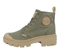 Schnürstiefelette PALLADIUM "PALLABASE TWILL", Damen, Gr. 39,5, vetiver, Textil, Schuhe Schnürstiefelette, Schnürstiefel, Schnürboots aus Canvas mit Reißverschluss (92358351-39,5) vetiver