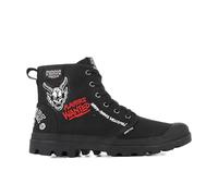 Schnürboots PALLADIUM "STRANGER THINGS X PAMPA HELLFIRE", Gr. 44, schwarz (all schwarz), Textil, sportlich, Schuhe, Schnürstiefel aus Canvas mit Print (43148968-44) all schwarz