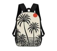 Palm Tree Sunset Silhouette 3D-gedruckter 17-Zoll-Schulrucksack, Lässiger Kinderrucksack, 3D-gedruckt Für Jungen Der Grund- Und Mittelschule
