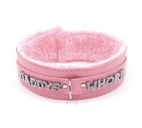 paloli Rosa Choker Halskette für Frauen Leder Fluffy Punk Leash Choker Halskette Gothic Cosplay Sexy Schmuck (PKdaddys)