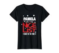 Pamela auf der schönen Liste Lustiger Weihnachts-Pamela-Name Preisgünstiges Grafik-T-Shirt, Damen, Schwarz, XL
