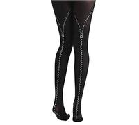 Pamela Mann Flocked Zip Strumpfhose schwarz one size