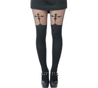 Pamela Mann Goth Cross Suspender Damen-Strumpfhose - schwarz Onesize