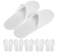 PAMINGONO 12 Paare Einweg Spa Hausschuhe Geschlossene Zehen Fleece Slipper Weiß Rutschfest Komfortabel für Hotel Gäste und Zuhause