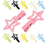 PAMINGONO 12 Stück Stern Haarspangen aus Metall Kleine Bunte Haarspangen mit Entenschnabel für Mädchen Modische Haarclips für Alltag und Party