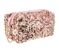 PAMINGONO 1stück Pailletten Kosmetiktasche Große Kapazität Tragbare Toilettentasche Für Damen Makeup Organizer Multifunktionale Aufbewahrungstasche Für Reisen Rosa