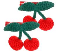 PAMINGONO 2 Stück Kleine Gestrickte Kirsch Haarspangen Für Mädchen Handgehäkelt Sicherer Halt Dekoratives Accessoire Für Partys Und Fotoshootings