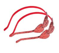 PAMINGONO 2 Stück pack Haarbänder mit Pailletten Rotes Herz Haarband Leuchtend Rot Hautfreundlich Fest Sitzend Haarschmuck für Mädchen und Besondere Anlässe