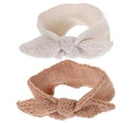 PAMINGONO 2 Stück Pack Stirnbänder für Neugeborene und Kleinkinder Gestrickte Haarbänder mit Schleife Weiches Babykopfschmuck für Babys und Kindergeburtstag
