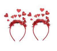 PAMINGONO 2 Stück Valentinstag Pailletten Haarbänder Herzförmig Rotes Party Haar Accessoire Hochzeit Haarreifen