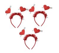 PAMINGONO 3 Stück Herzförmige Stirnbänder Haarreif Valentinstag Party Haarschmuck Rotes Kunststoff Haarband