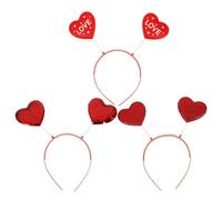 PAMINGONO 3 Stück Rotes Herzförmiges Stirnband aus Pailletten Damen Haarband für Valentinstag Party und Fest Zartes Kopfdekor für Junge Frauen