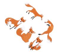 PAMINGONO 5 Stück Fuchs Stickapplikationen mit Hot Melt Kleber, einzigartige Aufnäher zum Aufbügeln auf Kleidung, Schuhe und DIY Bastelarbeiten