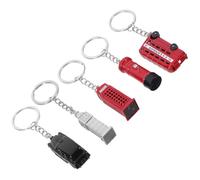 PAMINGONO 5 Stück London Schlüsselanhänger Doppelbus Rot mit Uhrturm Telefonzelle Briefkasten und Taxi Britische Souvenirs für Damen und Herren