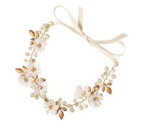 PAMINGONO Blumen Haarreif mit Strass und Perlen Braut Kopfschmuck für Hochzeit und Brautfrisur Elegantes Stirnband für Damen und Brautjungfern