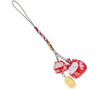PAMINGONO Japanischer Glückskatze Schlüsselanhänger mit Glocke Rote Hängedekoration für Tasche Rucksack und Auto Leichter Hängeschmuck mit Maneki Neko Motiv Zufälliger Stil
