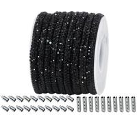 PAMIR TONG Schwarzes Strass-Glitzer-Seil, 6 Meter, 0,5 cm, glänzende Schnüre für Schuhe, Schmuckherstellung, DIY (schwarz-377)