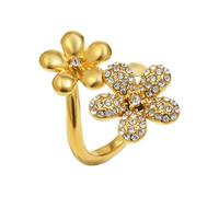 PAMTIER Blumen Ringe für Frauen Zirkonia Silber Gold Plated Edelstahl Niedlich Elegant Statement Personalisiert Zierlich Florale Schmuck Gold Größe 54(17.2)