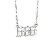 PAMTIER Cubic Zirkonia Engelszahl 666 Halskette Für Frauen Anhänger Choker Kette Numerologie Hip Hop Schmuck Silber