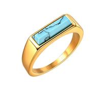 PAMTIER Herren Quadrat Edelstein Siegelring Einfach | Edelstahl-Ring im Retro-Quadrat-Design mit Steinen für Frauen, klassischer Gewölbter Cool-Statement-Ring