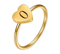 PAMTIER Initial Ringe für Frauen Herz Buchstabe A-Z Silber Gold Plated Edelstahl Zierlich Alphabet Buchstabe K Niedlich Statement Einfach Schmuck Gold O Größe 62(19.7)