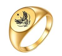 PAMTIER Phoenix Ringe für Frauen Männer 5 Größe 4 Silber Rose Gold Plated Edelstahl Personalisiert Statement Kreis Siegel Glaube Charm Band Schmuck Gold Größe 62(19.7)